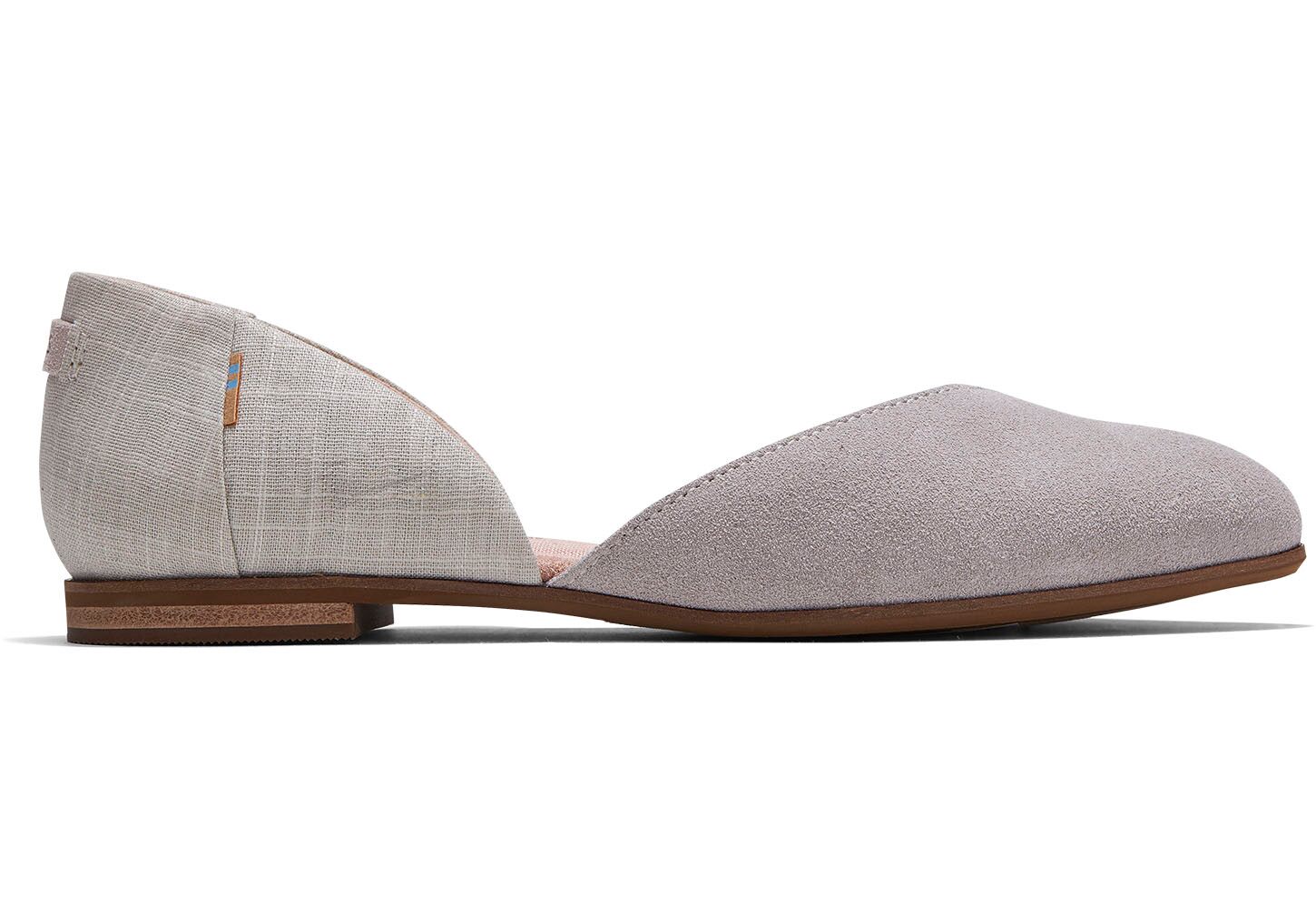 Toms Julie D'Orsay Suede Crosshatch Linen - Womens Flats - Grey - NZ - 834612TOQ